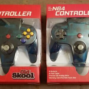 2 Nintendo N64 Controllers - Ice Blue / Turquoise (NEW) - Nintendo64 - Old Skool